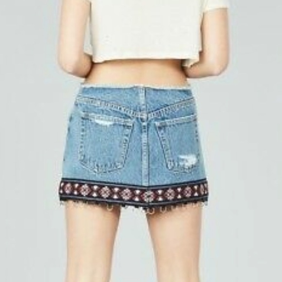 Carmar Womens Blue Boho Mini Cut Off Skirt 27 - Picture 3 of 6